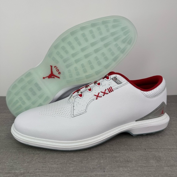 Nike Air Jordan ADG 5 Leather Golf Shoes White/Fire Red FQ7874-101 Men's Size 13